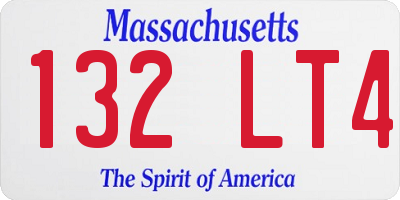 MA license plate 132LT4