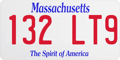 MA license plate 132LT9