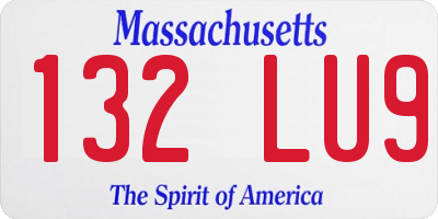 MA license plate 132LU9