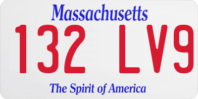 MA license plate 132LV9