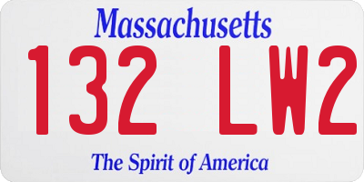 MA license plate 132LW2