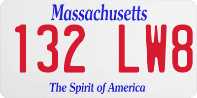 MA license plate 132LW8