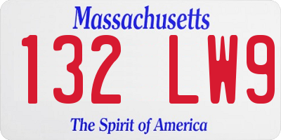 MA license plate 132LW9