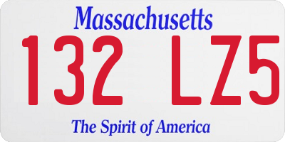 MA license plate 132LZ5