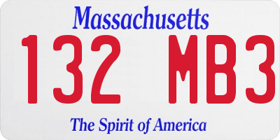 MA license plate 132MB3