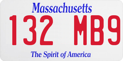 MA license plate 132MB9
