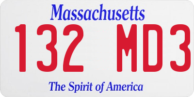 MA license plate 132MD3