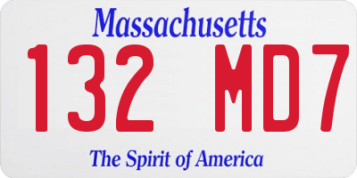 MA license plate 132MD7