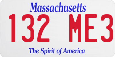 MA license plate 132ME3