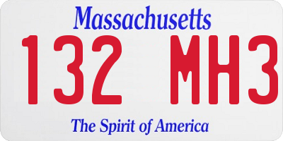MA license plate 132MH3