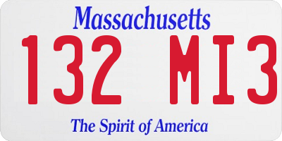 MA license plate 132MI3
