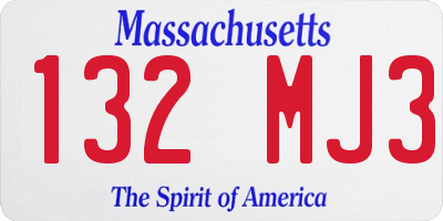 MA license plate 132MJ3