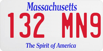 MA license plate 132MN9