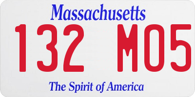 MA license plate 132MO5