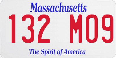 MA license plate 132MO9