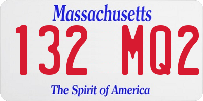 MA license plate 132MQ2