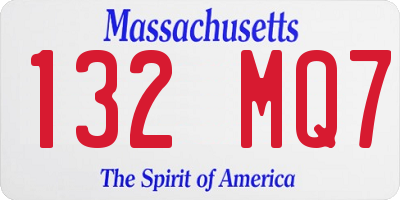 MA license plate 132MQ7
