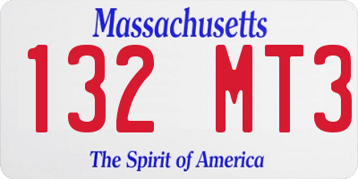 MA license plate 132MT3