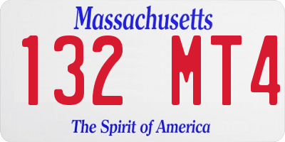 MA license plate 132MT4