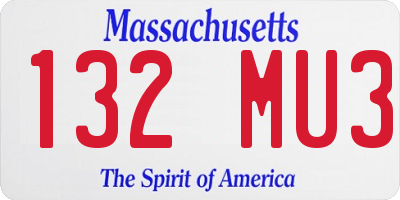 MA license plate 132MU3