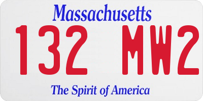 MA license plate 132MW2