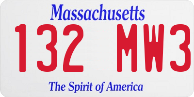 MA license plate 132MW3