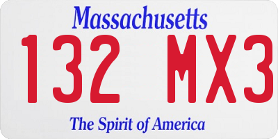 MA license plate 132MX3