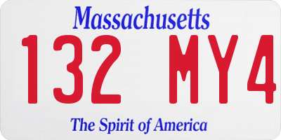 MA license plate 132MY4