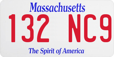 MA license plate 132NC9