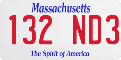 MA license plate 132ND3