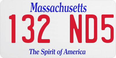 MA license plate 132ND5