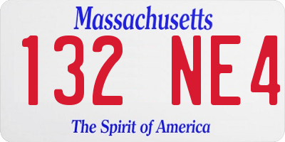 MA license plate 132NE4