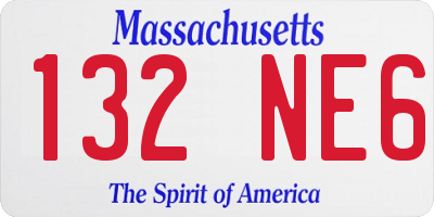 MA license plate 132NE6