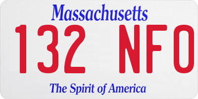 MA license plate 132NF0