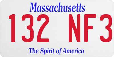 MA license plate 132NF3