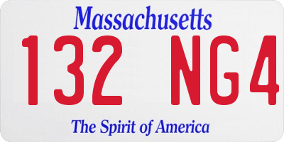 MA license plate 132NG4