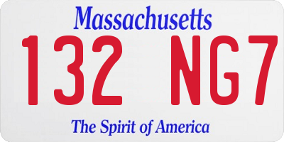 MA license plate 132NG7