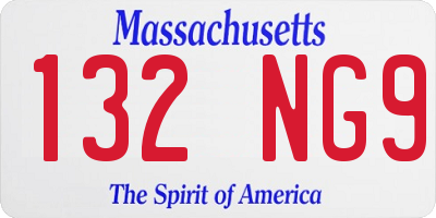 MA license plate 132NG9