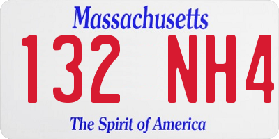 MA license plate 132NH4