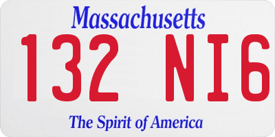 MA license plate 132NI6