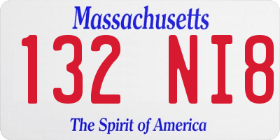 MA license plate 132NI8