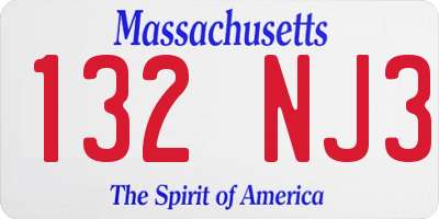 MA license plate 132NJ3