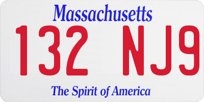 MA license plate 132NJ9