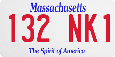 MA license plate 132NK1