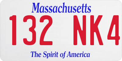 MA license plate 132NK4