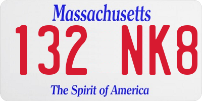 MA license plate 132NK8