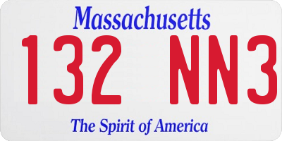MA license plate 132NN3