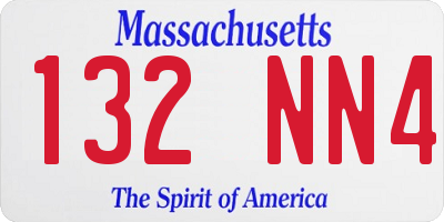 MA license plate 132NN4