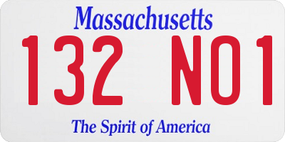 MA license plate 132NO1