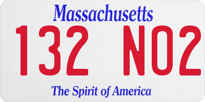 MA license plate 132NO2